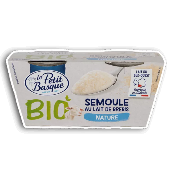 Semoule au lait de brebis nature bio Le Petit Basque