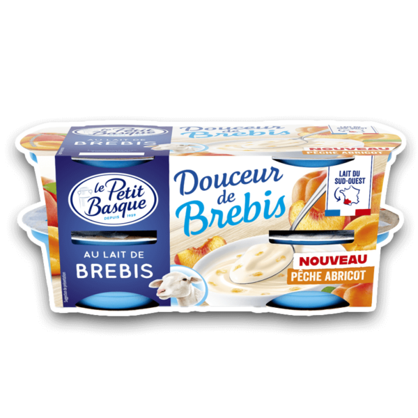 Douceur de brebis à la pêche et à l'abricot Le Petit Basque 4 x 100g