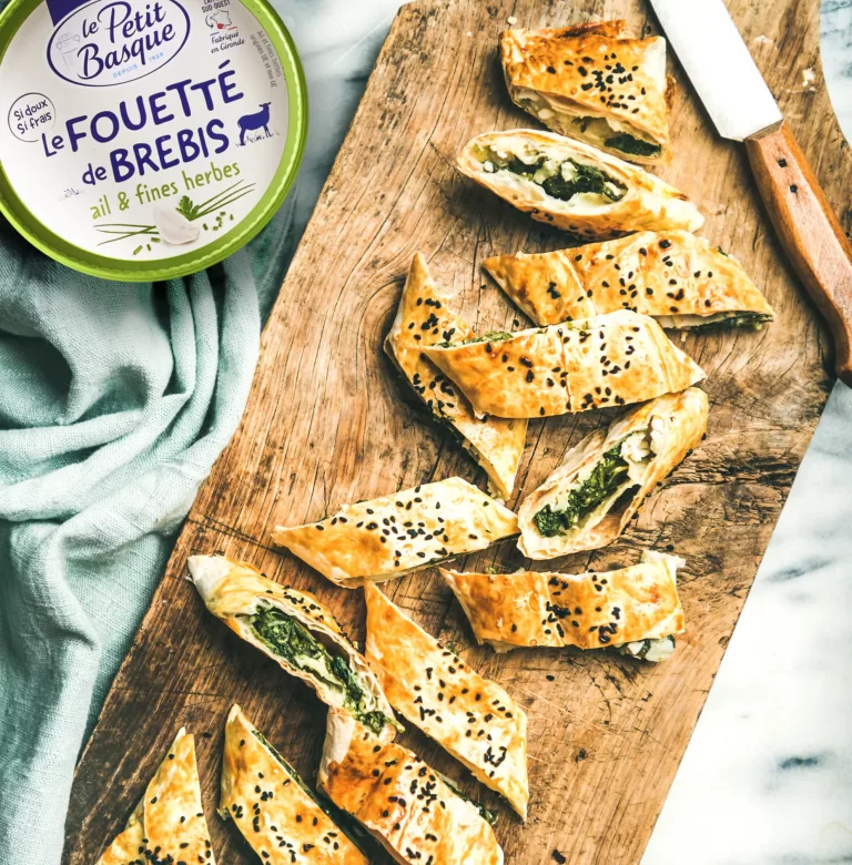 feuilleté épinard et fouetté de brebis